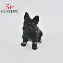 Ceramic Sitting French Bulldog Ceramic with Black Glazed Water Finish