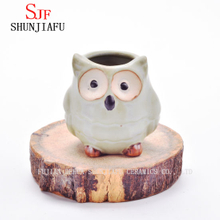 Ceramic Cartoon Owl Planter Porcelain Animal Flowerpot / E