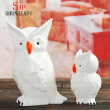 White Ceramic and Red Mouth Cute and Lovely Owl for Living Room Decoration