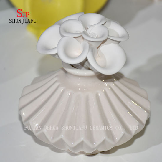Ceramic Burner Aromatherapy Diffuser Tealight Fragrance Holder with Flower/D