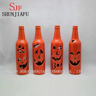 Decorate The Ceramic Wine Bottle for Halloween