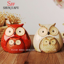 The Owl Family Ceramic Lovely Creative Crafts Ornaments Home (red and yellow)