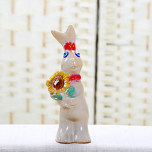 Ceramic Small Rabbit Hand Hold Sunflower Concise Fashion Home Decoration/a
