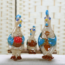 Family Originality Plump Ceramic Glazed Rooster Arts