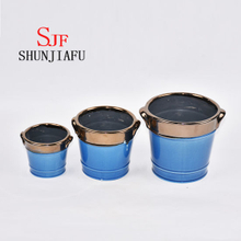 Ceramic Blue Color Glazed Flowerpot Set of 3 Pieces
