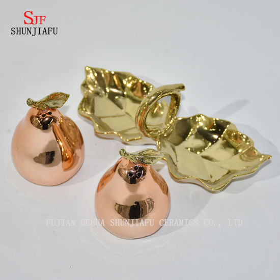 Pear Shape Electroplating Ceramic Salt and Pepper Shakers