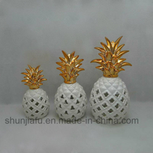 LED Night Light Gold White Ceramic Pineapple