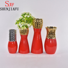 Morden Style Small Ceramic Flower Vase for Home Decoration (Red)