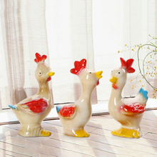 Set of 3 Family Originality Plump Ceramic Glazed Cock Figures