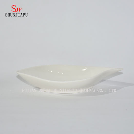 Leaf Shapes White Porcelain Dinnerware Service Plate