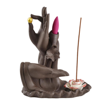 Black Color With Both Buddha's-hand Flower Style Backflow Ceramic Censer Ceramic Backflow Incense Burner