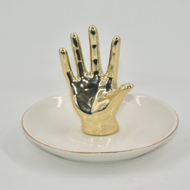 Hand holder design bracket Ceramic jewelry tray