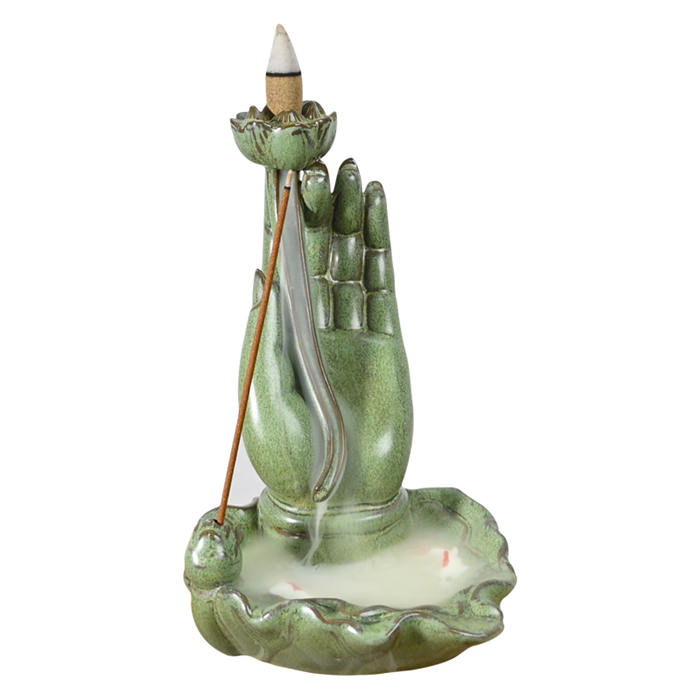 Ceramic Buddha Backflow Incense Burner New Style Glaze Blue 