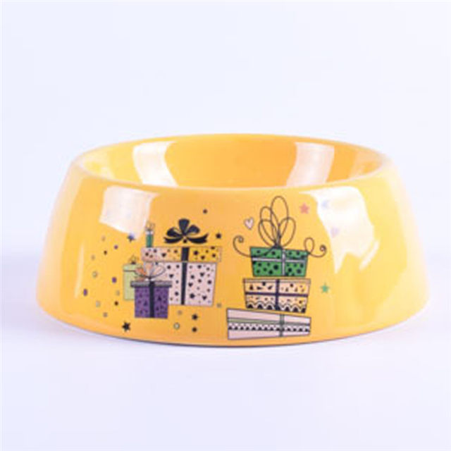 Ceramic dog bowl with yellow Decor glaze Ceramic Pet Feeder Ceramic Dog Bowl