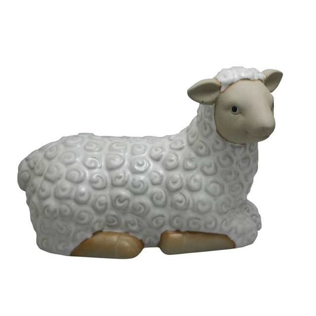 Ceramic White Farm Sheep Statues Decoration 