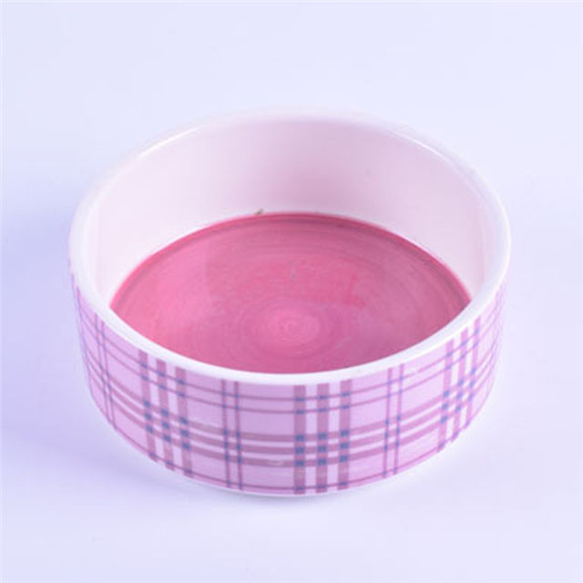  bowl outside Line pattern pattern bottom pink Bowl bottom printing Dog Footprint Ceramic pet feeder dog bowl Cat bowl