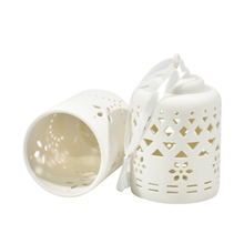 Desktop Night Light Hollowed Out White Ceramic Lantern Hollowed Out Ceramic Lampshade