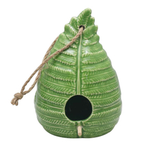 Green Ceramic Leaf Bird Feeder