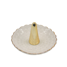 Golden Cone Style Flower ChassisCeramic Jewelry Tray Ring Holder