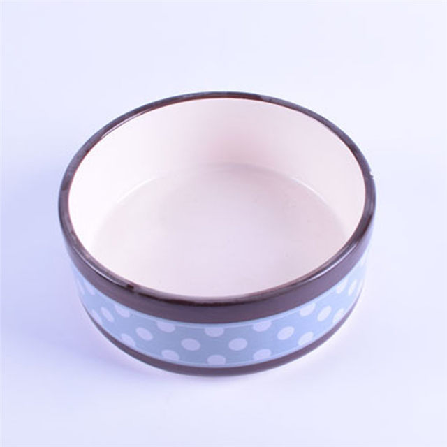 Printed Pattern on The outside of Ceramic Circle Ceramic Pet Feeder Ceramic Dog Bowl