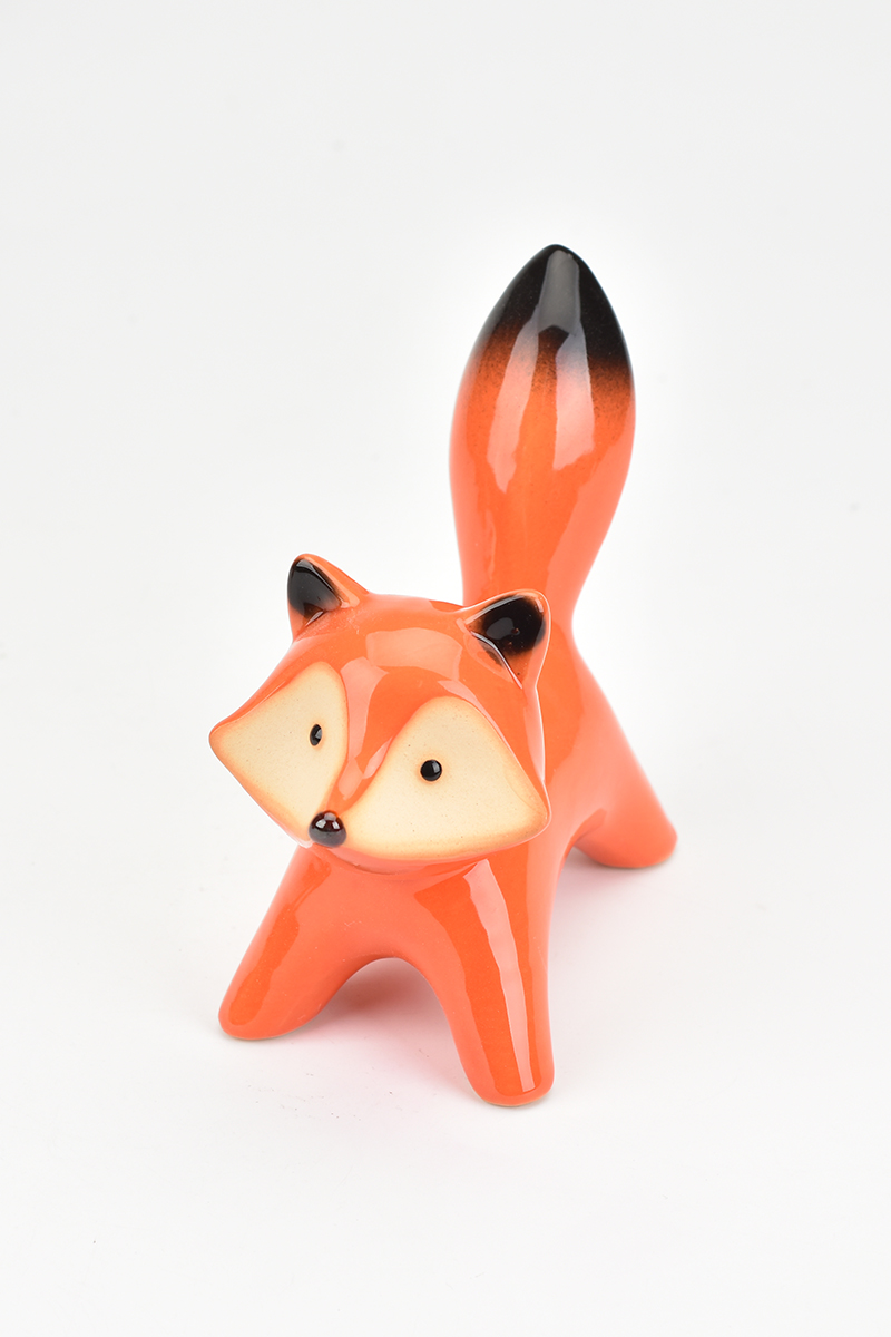Pink Ceramic Animal Fox Tabletop Decoration Home Furnishing Decoration