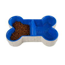 Anaglyph bones Bowl Bottom Blue Bone Shape Double Bowl Design Dog Bowl Ceramic Food Basin Pet Food Basin Lovely Pet Food Basin