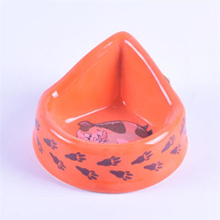 Pink glaze Cone type Bowl bottom printed Cartoon dog image Ceramic Pet Feeder Ceramic Dog Bowl