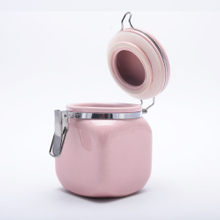 With Bamboo Lid Store Candy Cookies Coffee Pink ceramic seal tank