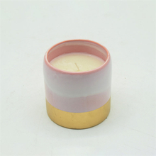 pink plated rose and gold speckled design Ceramic candle cup 