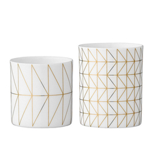 Printed Gold Stripe Ceramic Candle Cup 