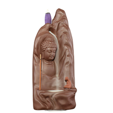 Home Furnishing Decorate Ceramic Statue Golden Small Buddha Ceramic Backflow Incense Burner