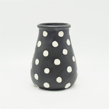  Black Glazed with White Dots Wide Mouth Ceramic Vase