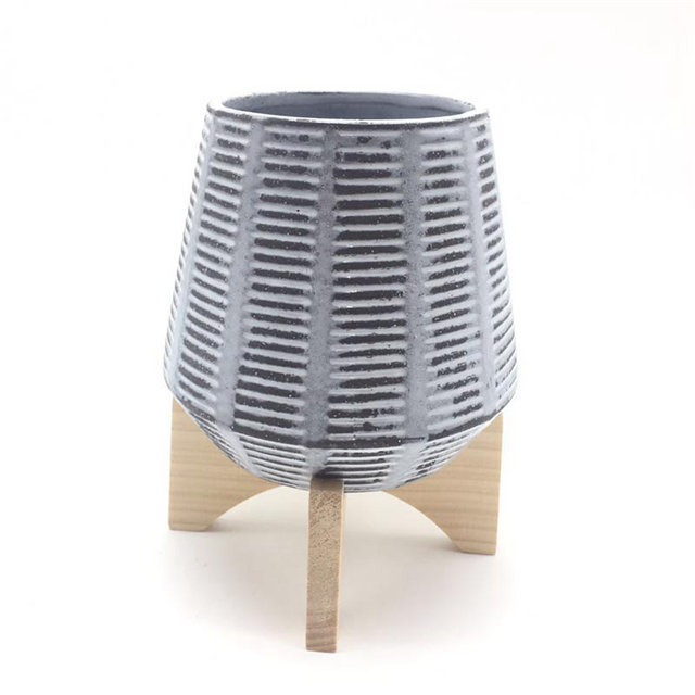 Home Furnishing Decoration Black Four Legged Wooden four leg bracket black Ceramic Flowerpot