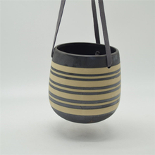 Home Furnishing decoration Leather Sling Suspension Type Ceramic Flowerpot