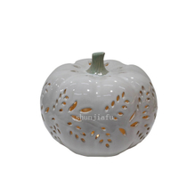 Gem blue Ceramic Pumpkins Shape Lantern Ceramic Pumpkin Hollowed-out Lantern Ceramic Pumpkins Decorations