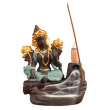 Home Furnishing Decorate Ceramic Statue green Goddess Ceramic Backflow Incense Burner