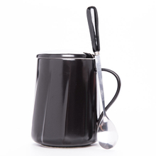 custom logo gift box porcelain coffee mug set Wooden handles 400ml Black and white Ceramic mug set
