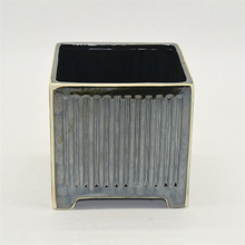 Black concave carving strip ceramic flowerpot Planter Pot Large square Four little legs ceramic flowerpot