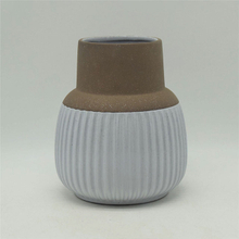 Home Furnishing Decoration Tabletop Ceramic Vase Desktop Decoration Polyhedrosis Desktop Decoration Grey White Horn Mouth Shape Ceramic Vase