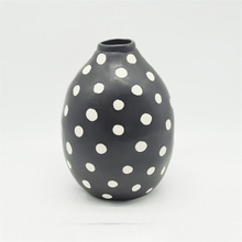  Black Glazed with White Dots Rugby Style Ceramic Vase